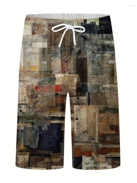Мужские шорты пляжные брюки Raggedy Wall 3D Печатная летняя дышащая фитнес -стрит Ropa hombre