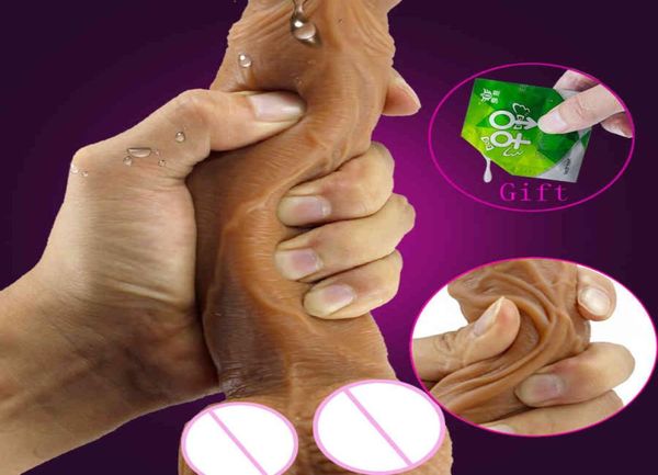 Sdolcimento del dildo realistico materiale morbido enorme pene grande con giocattoli sessuali di tazza di aspirazione per donna strapon masturbazione femminile y04089075397