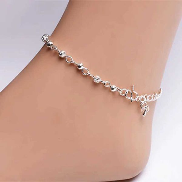 Braccialetti di fascino Fashion Silver Ploted Cadles Woman Small Beads Bracciale alla caviglia per donne Balli vuoti Accessori per il piede spiaggia all'ingrosso