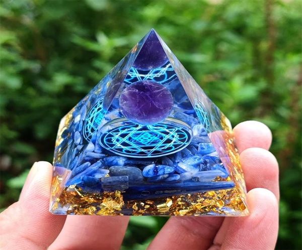 Pietre naturali Orgonite cristalline piramide Ametista peridot Generatore di energia Reiki Chakra Lucky Healing Meditation Tool Decorazioni per la casa 221770328