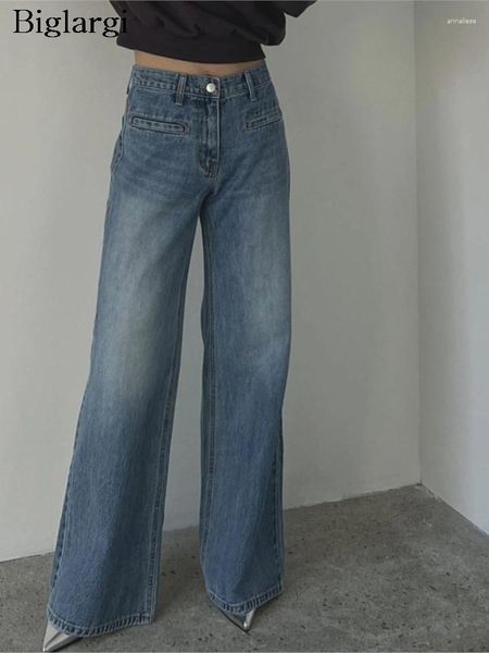 Jeans da donna retrò estate estate bassa pantalone sexy donna in stile coreano da donna sciolto pantaloni casual gamba larga donna pantaloni lunghi