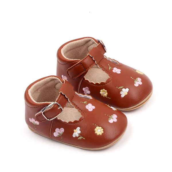 Fashion Infant Girls Schuhe weiche Sohle Schuhe Kleinkind Süße Blumen Prinzessin Kleid flach für 1 Jahr geborene Geburtstagsgeschenke Baby 240415