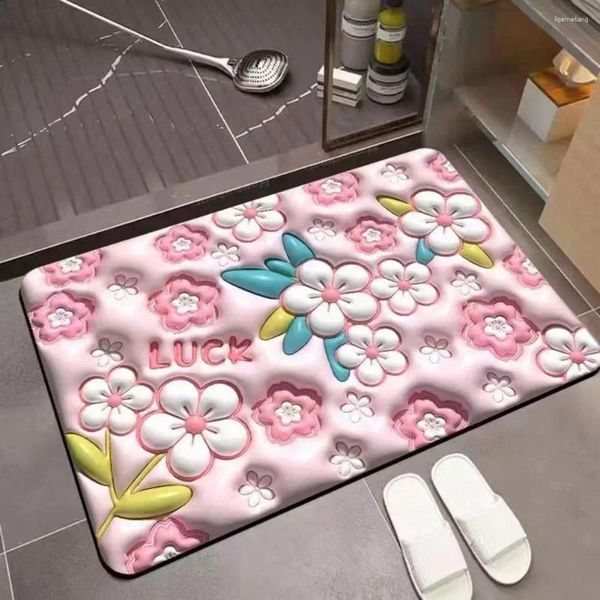 Tappeti tappeti tappeto anti-skid forte assorbente stampa 3d prevenzione decorativa caduta diatomite simpatico tappetino da bagno