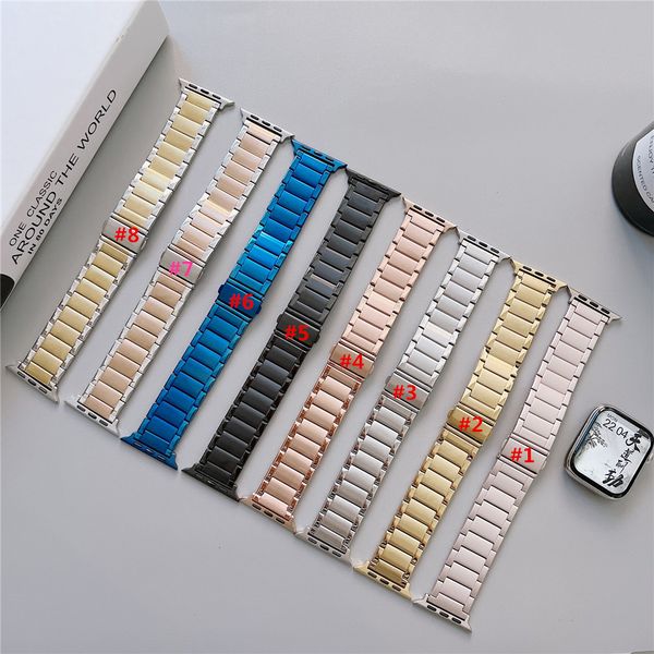 3 Perlenklappschnalle -Bänder Stahlverbindungsarmband einstellbare Gurtbänder Watchband für Apple Watch 3 4 5 6 7 8 9 iWatch 40/41mm 44/45/49 mm Ultra