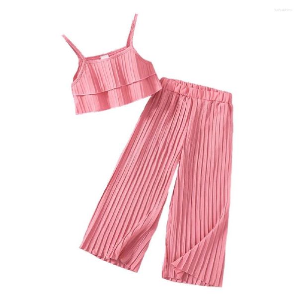 Kleidungssets Sommer Baby Girl Kleidung Set Crop Top Shirt und Hosen Flare Chiffon Teenager Mädchen Anzüge Strand Feiertagsfeiern Teen plus