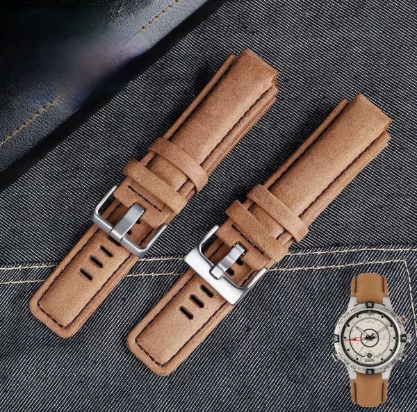 Подлинный кожаный часовой ремешок для Timex Men039S Tide Compass T2N721 T2N720 Bracelet Watch Band 2416 мм H09157347604