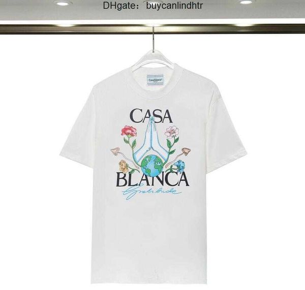 Woens Designer T Shirts Luxe Tshirt Erkekler Kazablanka Lüks Tees Üst Boy Tee Kazablank Gömlek Casa Blanca Giyim Moda Yaz Mürettebatı Boyun Kısa Kol AH7Q