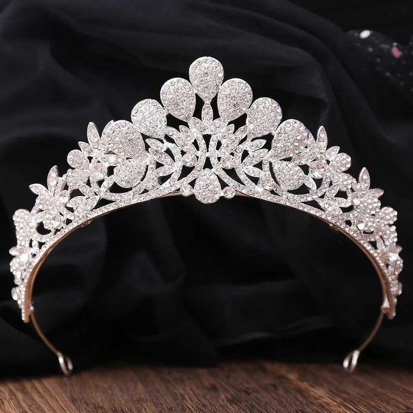 Tiaras Gold Silver Color Crystal Crown for Women Girls Wedding Elegante Luxo Princesa Pavão Pavão Tiaras Jóias de Cabelo