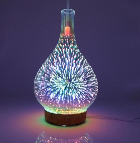 Fugi di fuochi d'artificio in vetro 3D Humidificatore d'aria a forma di aroma night aroma a LED Humidifier3650343