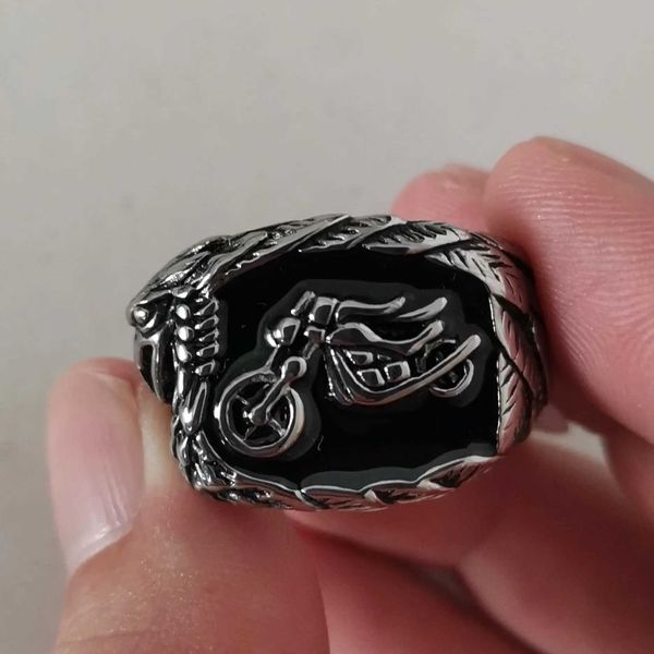 Ringas de banda Aço inoxidável Titanium Motor Rider H.D.Cyclfan Eagle Vintage Hip Hop Boho Anéis para homens Mulheres Casal Boyfriend Jewel J240429