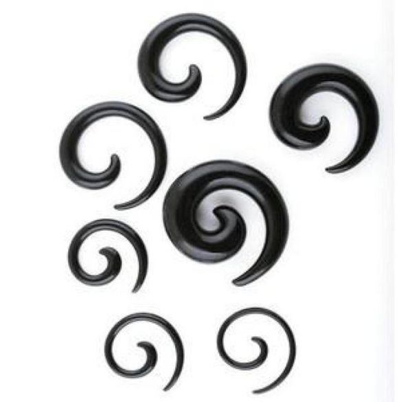 Túnel da orelha P31 100pcs mistura 8 tamanho preto acrílico jóias de jóias espiral Ear plug6802489