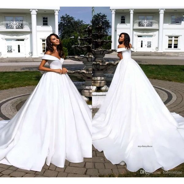 Простые элегантные простые атласные свадебные платье