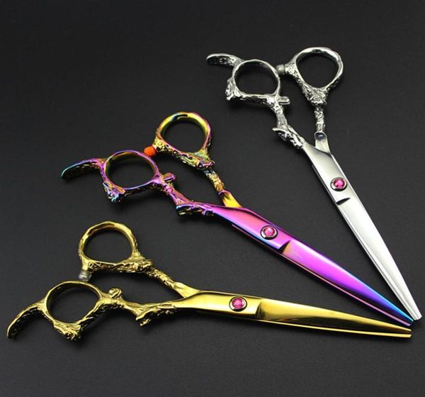 Professional 6 pollici Giappone 440c Dragon taglio Scissori per taglio di cesoie per salone Sissors Barbiere Makas Scissori per parrucchiere257379557
