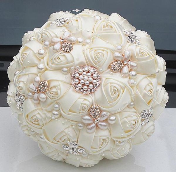 Splendida spilla da sposa per nozze in avorio cristallo decorazione per matrimoni a bowknot fiori artificiali mazzi da sposa W252171235576