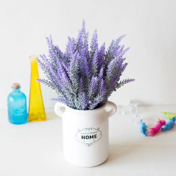 1 pacote Flores artificiais Vasas decorativas de casamento de lavanda de lavanda de lavanda para decoração de casa Planta falsa de Natal 240430