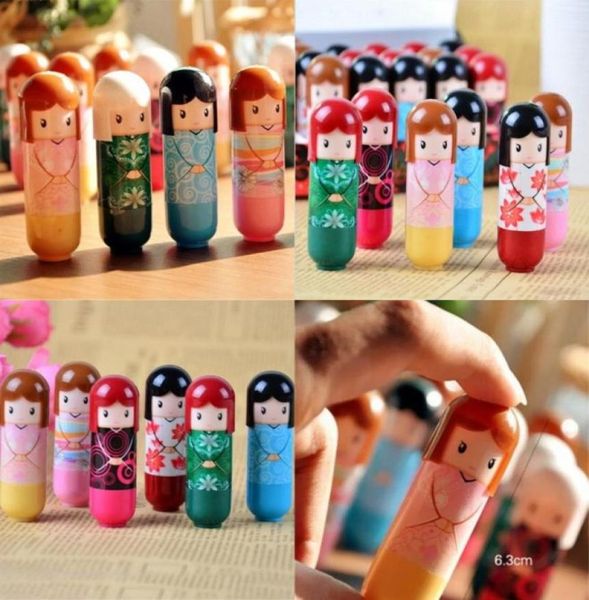 Cartoon bambola giapponese idratante Kimono bambola balsamo per labbra carino regalo adorabile per la ragazza colorato ragazza labbra balsamo per labbra kawaii prese8056604