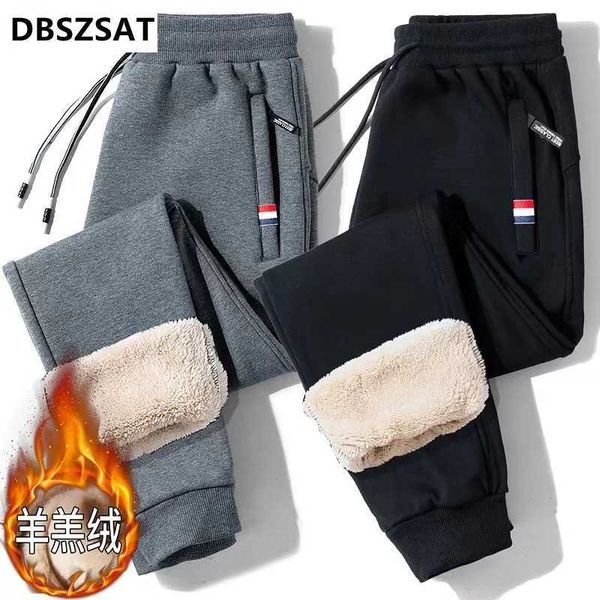 Herrenhosen Winter warme Wollhosen für Herren 2023 Lambswool Dicke lässige Hot -Sport -Hosen für Herrenhosen Marke hochwertige Mode -Herren Running Pantsl2405