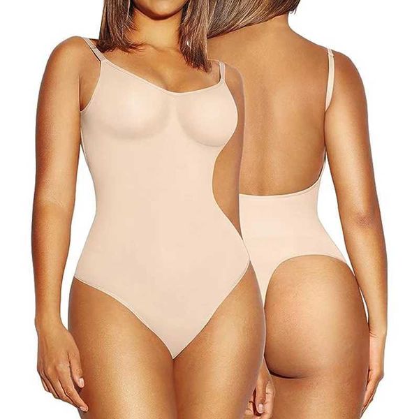 Shapers femininos Novo modelador invisível da cintura Bodysuits Sexy Push Up Up Breast Corset sem costas com tanga lombar de camisola Controle Shapewear Y240429