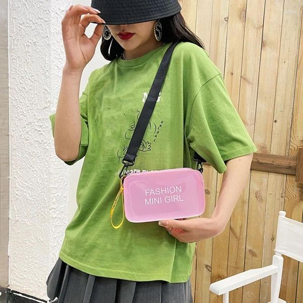 Depolama Çantaları Şeffaf Crossbody Çanta Kadınlar İçin Şeker Renk Mektubu Moda Yaz Mini Omuz Messenger Pvc Jelly Küçük Tote