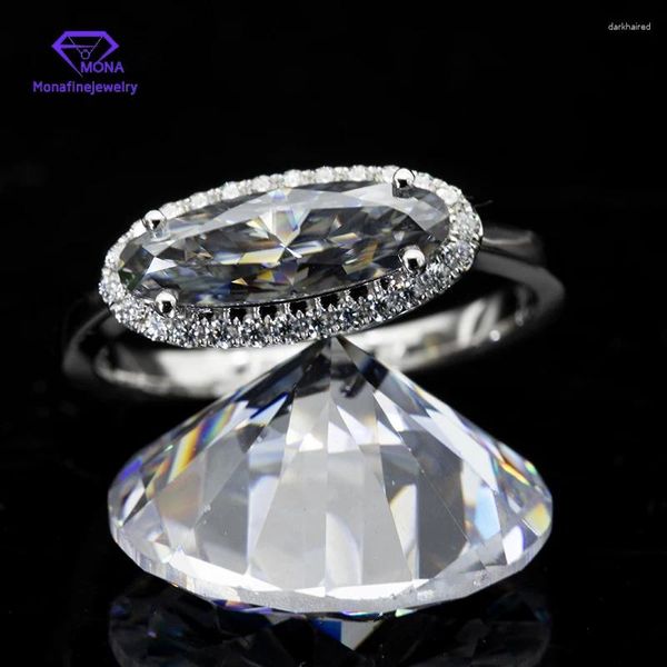 Anelli a grappolo Moissanite Diamond 18K Gold Oro Pure Marquise Cut 5x10mm Grey Anello Gioiello Regalo per donne