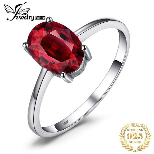 Band Rings Jewelry Palace Real Garnet Amethyst Lemon Red Blue Topaz 925 Sterling Silver Ring Womens Jóias de pedras preciosas coloridas Q240429