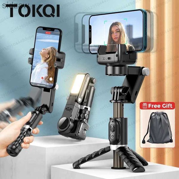 Selfie Monopods Q18 Masaüstü Takip Atış Modunu Takip Edin Evrensel Eklem Sabitleyicisi Kendi kendine çekim çubuğu Tripod İphone Akıllı Telefon WX için uygun dolgu ışığı ile