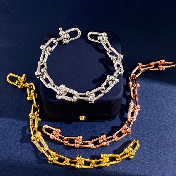 Braccialetti di design del marchio hardware vintage di lusso Braccialetti di bambù Locket Crystal Chain Bangle per donne gioielli