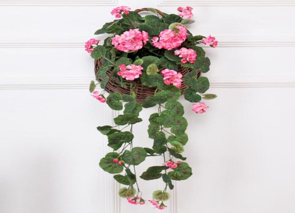 Decoração artificial de casamento de vasta de flor begonia seda cesta de seda flor parede pendurada videira guirlanda varanda partido el decoratio1613108