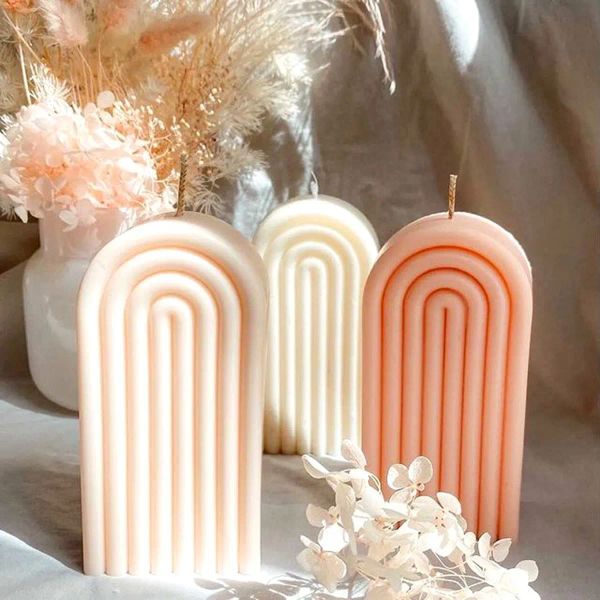 Candele arcobaleno arco candela silicone stampo fai -da -te bridge arcobaleno geometria di candele gelato cottura sapone stampo decorazioni per la casa regali