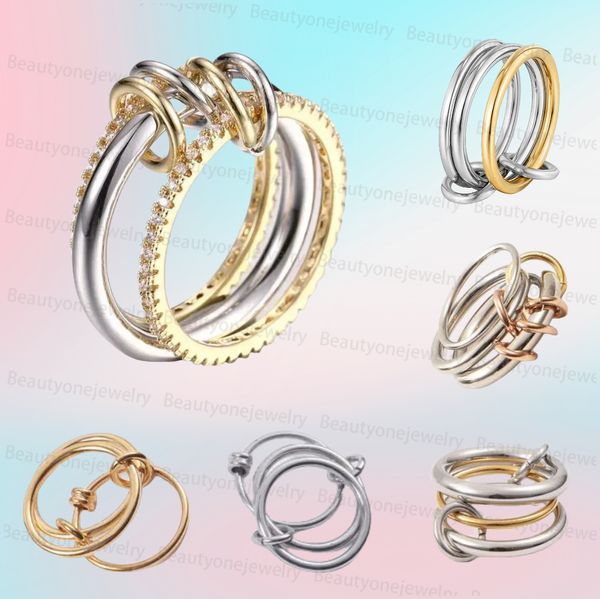 Mode neuer Designer Halley Gemini Band Rings Spinelli Kilcollin Brandneue Luxus Industriewindschmuck Gold 925 Sterling Silber Multiple Ring Mutter Day Geschenk