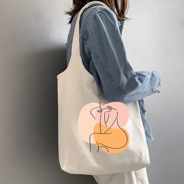 Sacchetti per la spesa stampare in tela tote bag regalo per donne shopper riutilizzabile donna arte moda femmina ecofamiglia