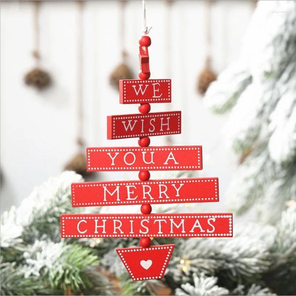 Weihnachtsdekorationen Baum hängen Ornamente für Haushölzern Vine Holzschild Anhänger Wir wünschen Ihnen Frohe