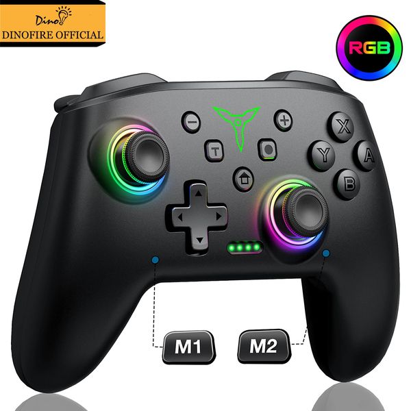 Dinofire sem fio Bluetooth RGB Controller para SwitchSwitch OLEDSWITCH LITEPCMOBILE GamePad Multifunction Joystick 240418