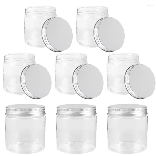 Lagerflaschen 8 Stcs 250 ml Mini Transparent Silber Aluminium Deckel Masonglas Set Gläser Plastikkappe