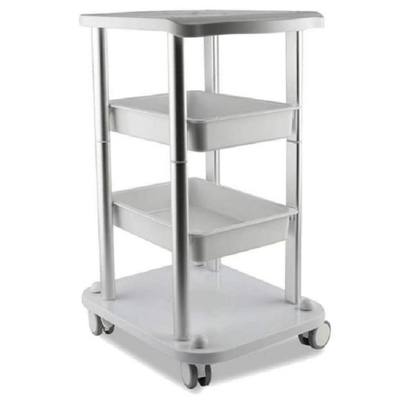 Facial Trolley Nagel Salon Beauty Salon Cart 2 Schichten Tablett Splitter Farbe al -Rahmen mit weißen Abs Rädern Elitzia Ettro5s3035756