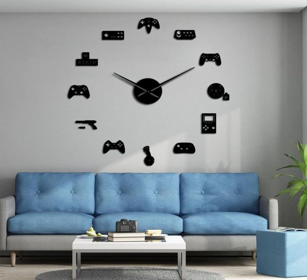 Game Controller Video Gigante Diy Gigante Parede Relógio Joysticks Stickers Gamer Wall Art Video Gaming Sinais de jogo Garoto Decoração do quarto Y4550883