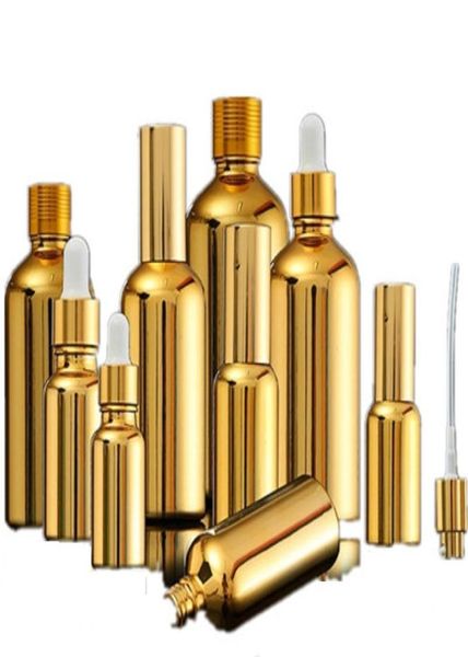 15pcs altın cam esansiyel yağ şişeleri şişe kozmetik serum ambalaj pompası atomizer sprey şişe damlası şişe 52030 ml 204801016