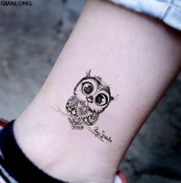 Vintage Black Owl Arm Fake Tattoo Sexy temporäre Tattoos Aufkleber Männer Frauen Körperkunst C18128018007308
