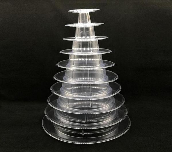 Tier Tower Macaron Display Round Cake Cake PVC Birthday Wedding Rack Strumenti di decorazione di altri Bakeware6033818