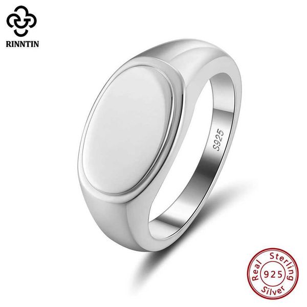 Кольца полосы Rintin 925 Серебряное серебряное кольцо с серебряным овальным кольцом.