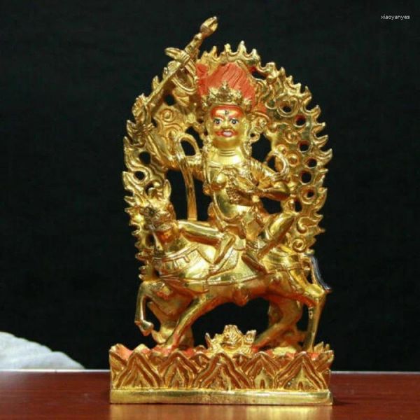 Dekorative Figuren 21 cm echte Bronze Bodhisattva Buda Menla Vajra Palden Lhamo Buddha Statue