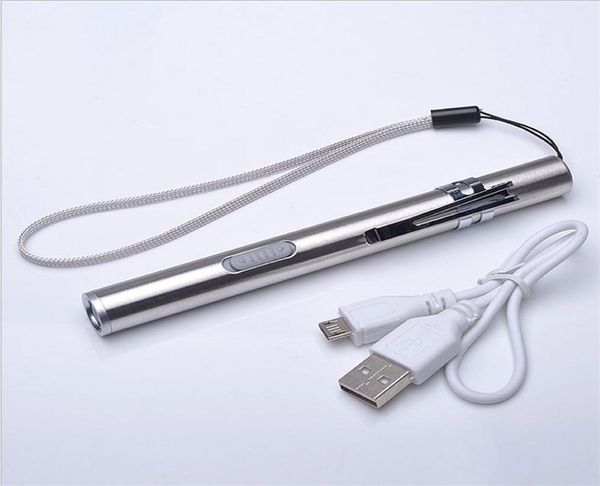 USB-заряжаемый светодиодный фонарик Высококачественный мощный мини-светодиодный факел Водонепроницаемый дизайн ручка с металлическим клипом6520112