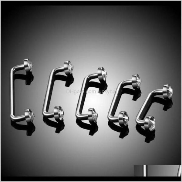 Consegna a goccia per sopracciglia 2021 1pc G23 Titanium Internamente Crystal GEM GEM Surface Bulbell Piercing 14G CZ Micro Dermal Anchor Pier8986810