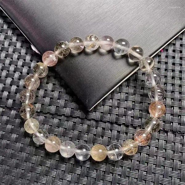 Bracelets de link 8mm 8mm de bracelete rutilada de moda de cristal de jóias de pedras gemas de pedal de jóias para mulheres 1pcs