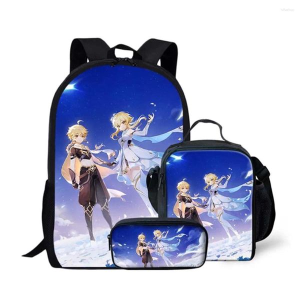 Рюкзак модный творческая новинка смешная genshin Impact 3D Print 3pcs/Set Supil School Bags для ноутбука дневная упаков