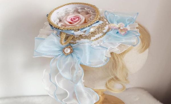 Stingy Brim Hats nonsar Girl Accessories Accessesies Teacup Top Hat Court Rococo Style Flat Fashion Flower4551708