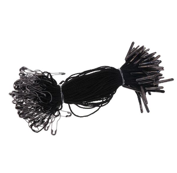 1000 pezzi Black Hang Tag String con perno di sicurezza a forma di pera nera 105 cm Buono per tag di abbigliamento appennato6226824