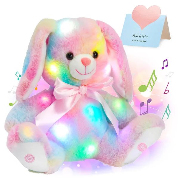 27 cm musikalisches LED -Licht Plüschspielzeug süße Kawaii Kissen leuchtende Stofftiere Spielzeugpuppe Weich für Mädchen Kinder Dekor Home 240426