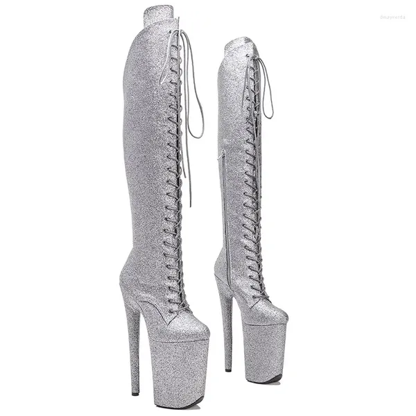 Stivali Laijianjinxia pu PU superiore 23 cm/9 pollici Piattaforma femminile Piattaforma da donna con tacchi alti moderni scarpe da ballo ad alta ginocchio 039