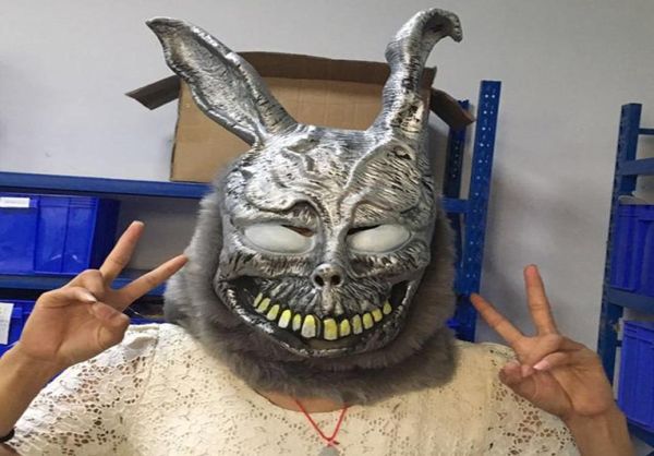 Erwachsene lustige Donnie Darko Frank Die Hasen Kaninchenmaske Latex Halloween Overhead Fell Kostüm Tiermasken Party Cosplay Kleid Requisions2182295